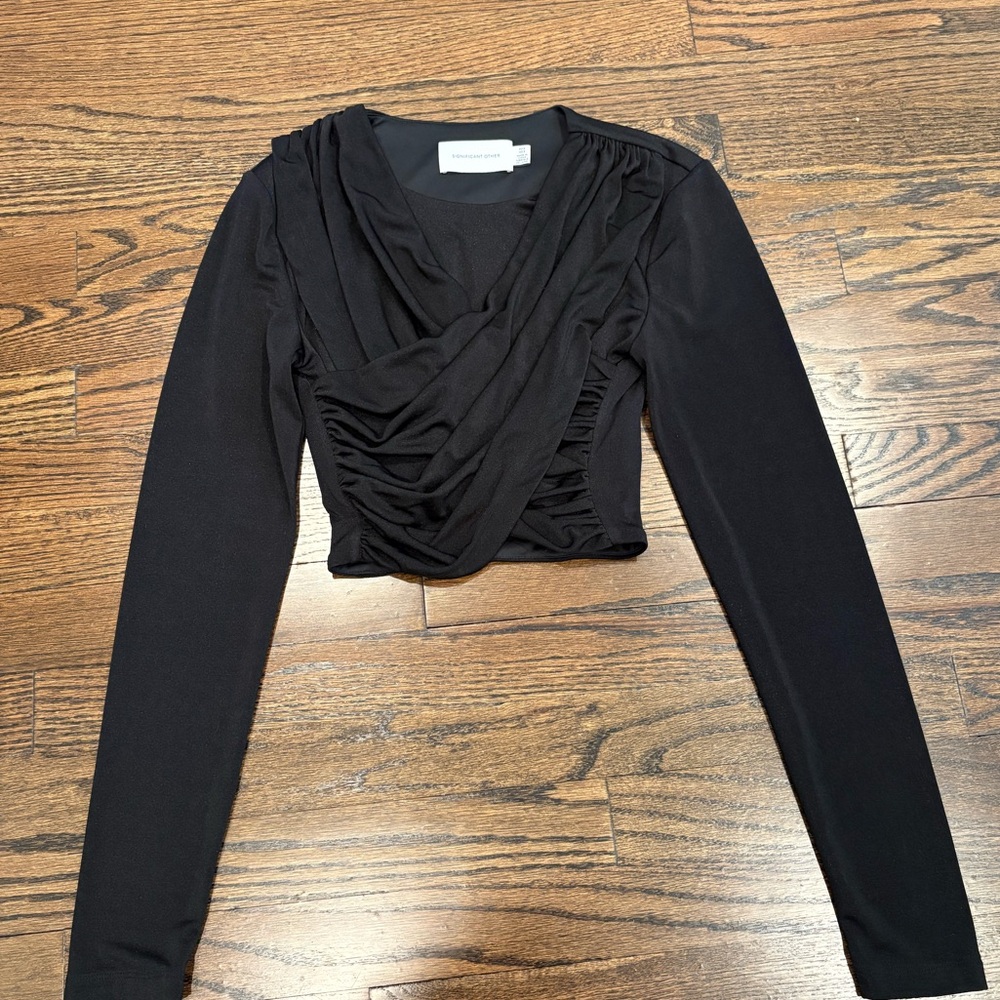 Significant Other Draped Ruched Long Sleeve Top US 2